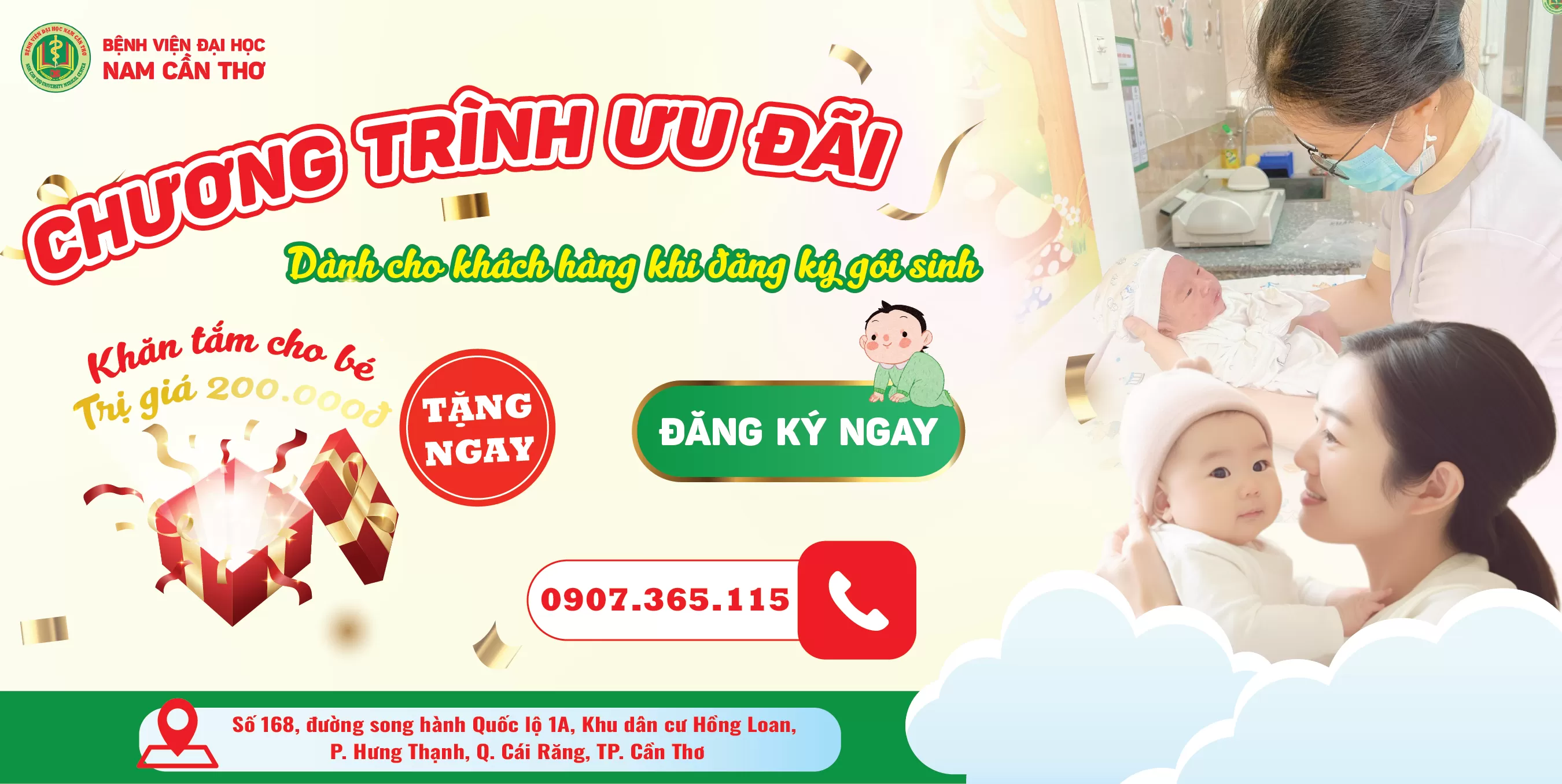 TRỌN GÓI SINH CHỈ TỪ 12 TRIỆU ĐỒNG TẠI BỆNH VIỆN ĐẠI HỌC NAM CẦN THƠ