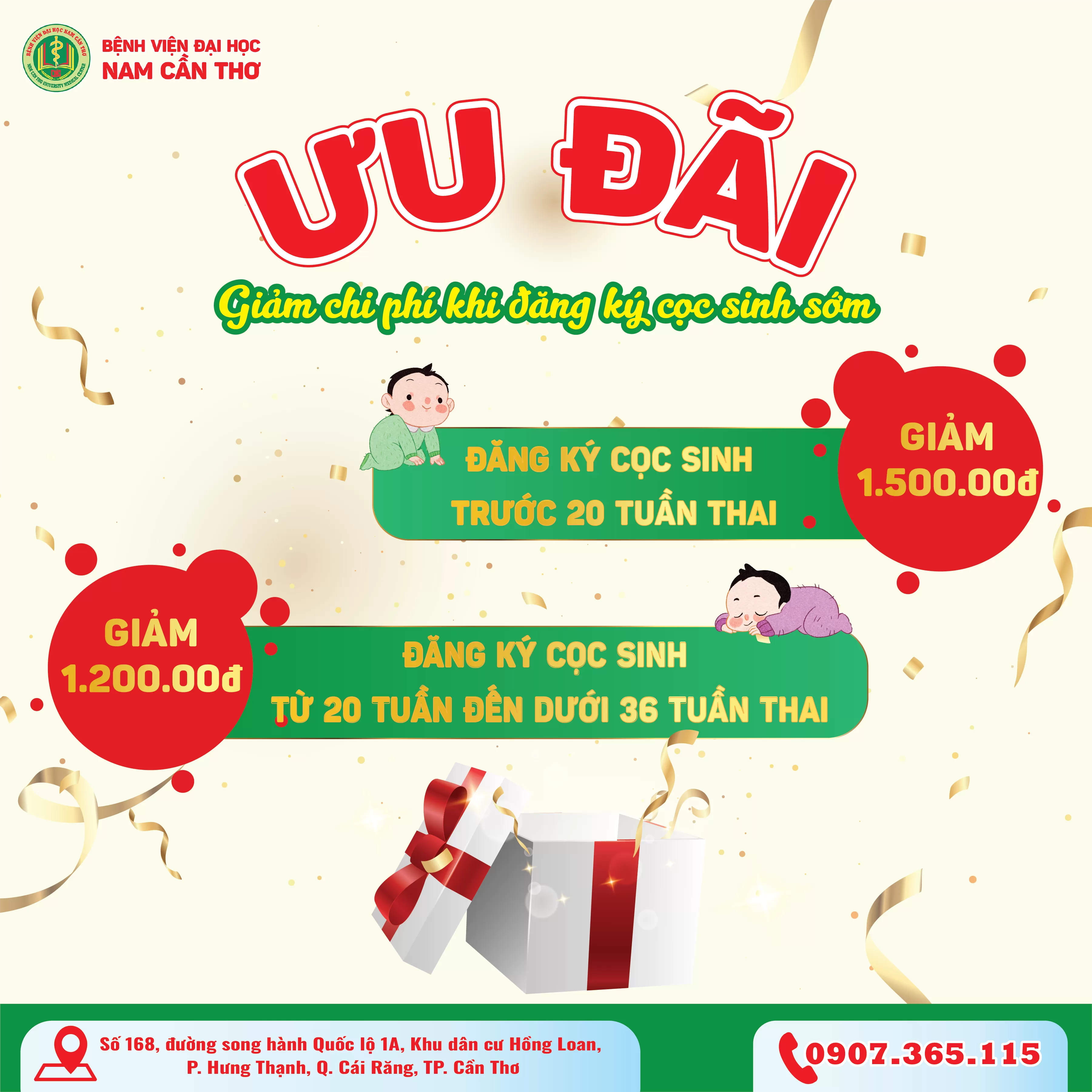 TRỌN GÓI SINH CHỈ TỪ 12 TRIỆU ĐỒNG TẠI BỆNH VIỆN ĐẠI HỌC NAM CẦN THƠ