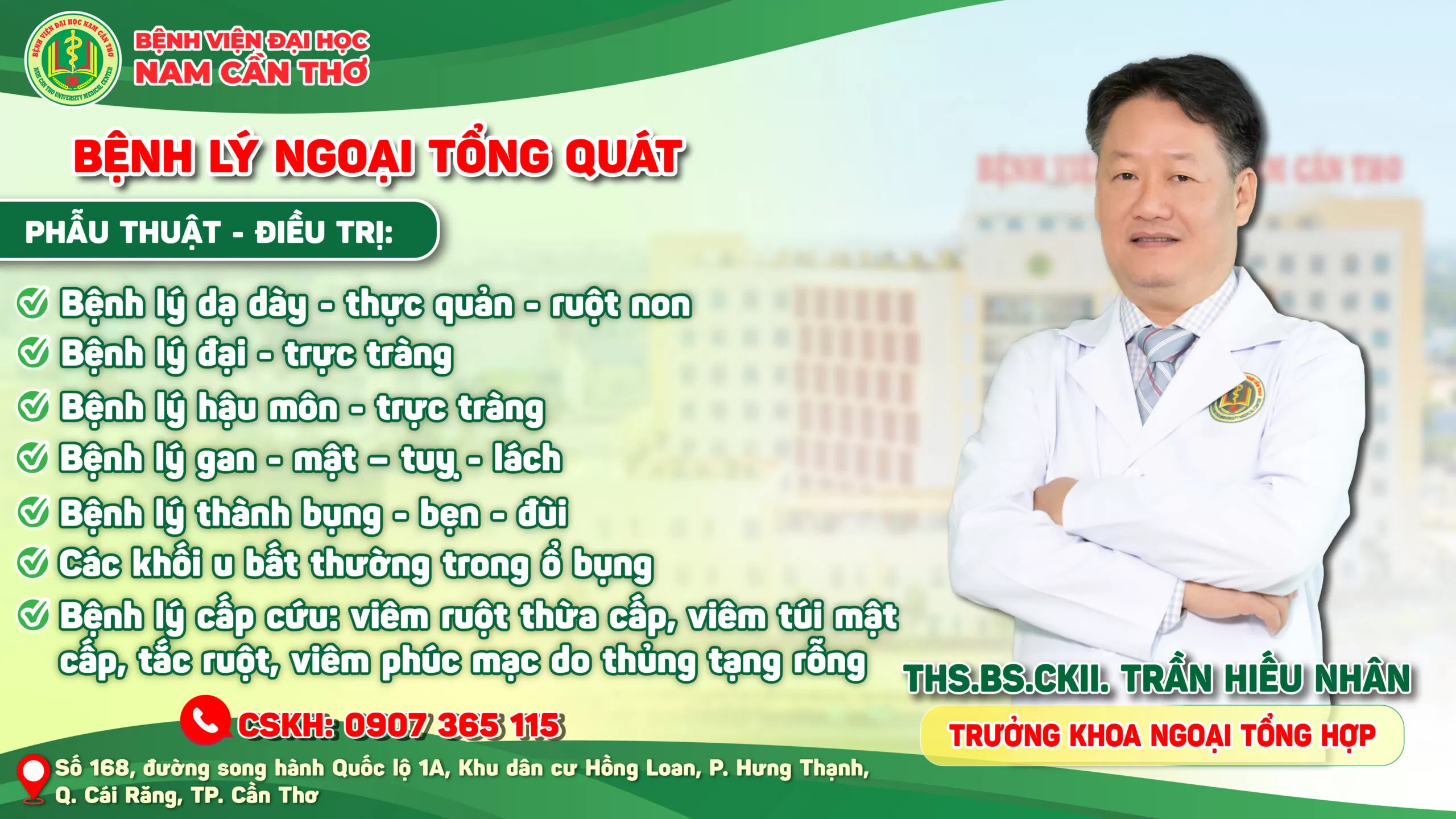 CHẨN ĐOÁN, ĐIỀU TRỊ, PHẪU THUẬT CÁC BỆNH LÝ NGOẠI TỔNG QUÁT