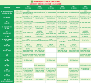 Lịch Khám Của Các Bác Sĩ Tại Bệnh Viện Đại Học Nam Cần Thơ 20/10/2025-26/10/2025 1 1