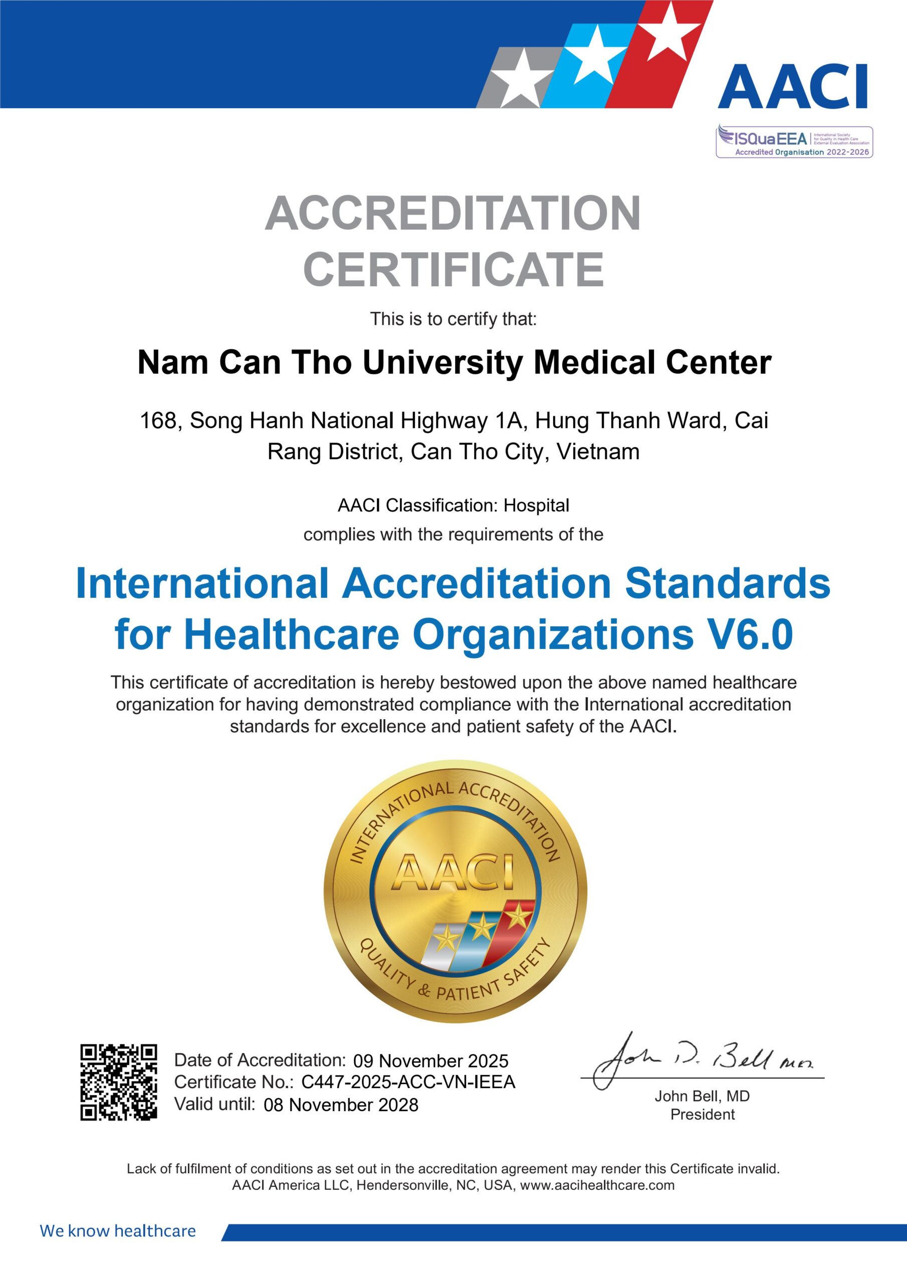Trang chủ 10 C447-2025-ACC-VN-IEEA Nam Can Tho University Medical Center EN Certificate (2025) -CC